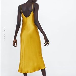 Zara Dresses - Zara mustard satin midi dress- size Small Zara Dresses - Zara mustard satin midi dress- size Small